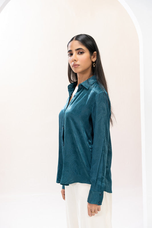 Emerald Aura Jacquard Shirt