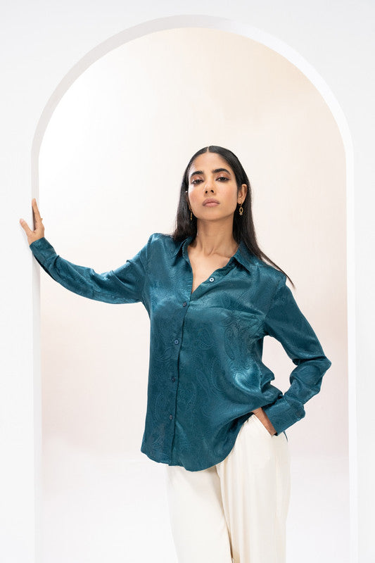 Emerald Aura Jacquard Shirt