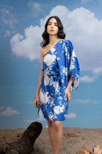 Azure Bloom One Shoulder Dress