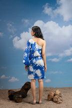 Azure Bloom One Shoulder Dress