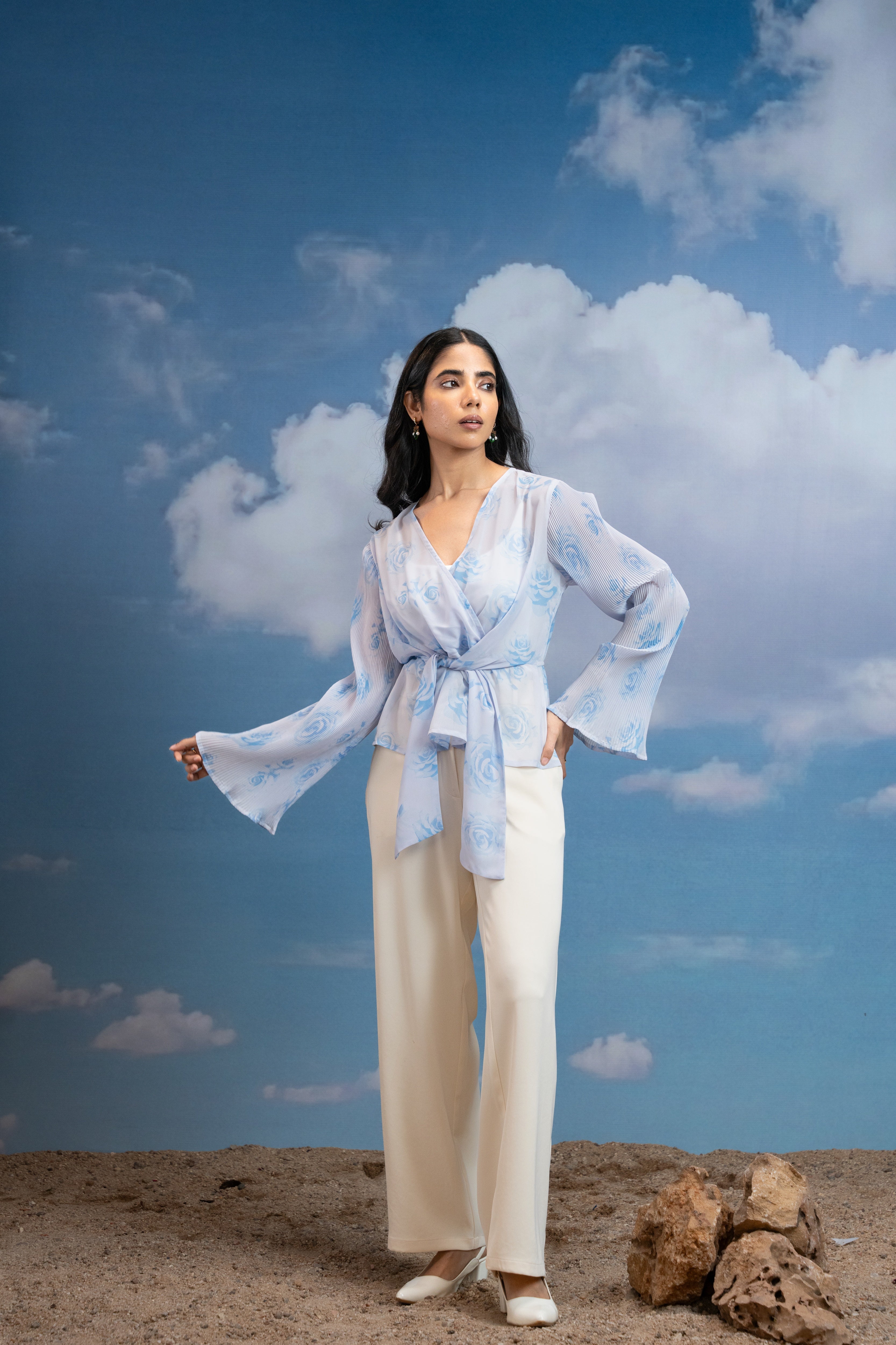 Sky Petal Knot Top