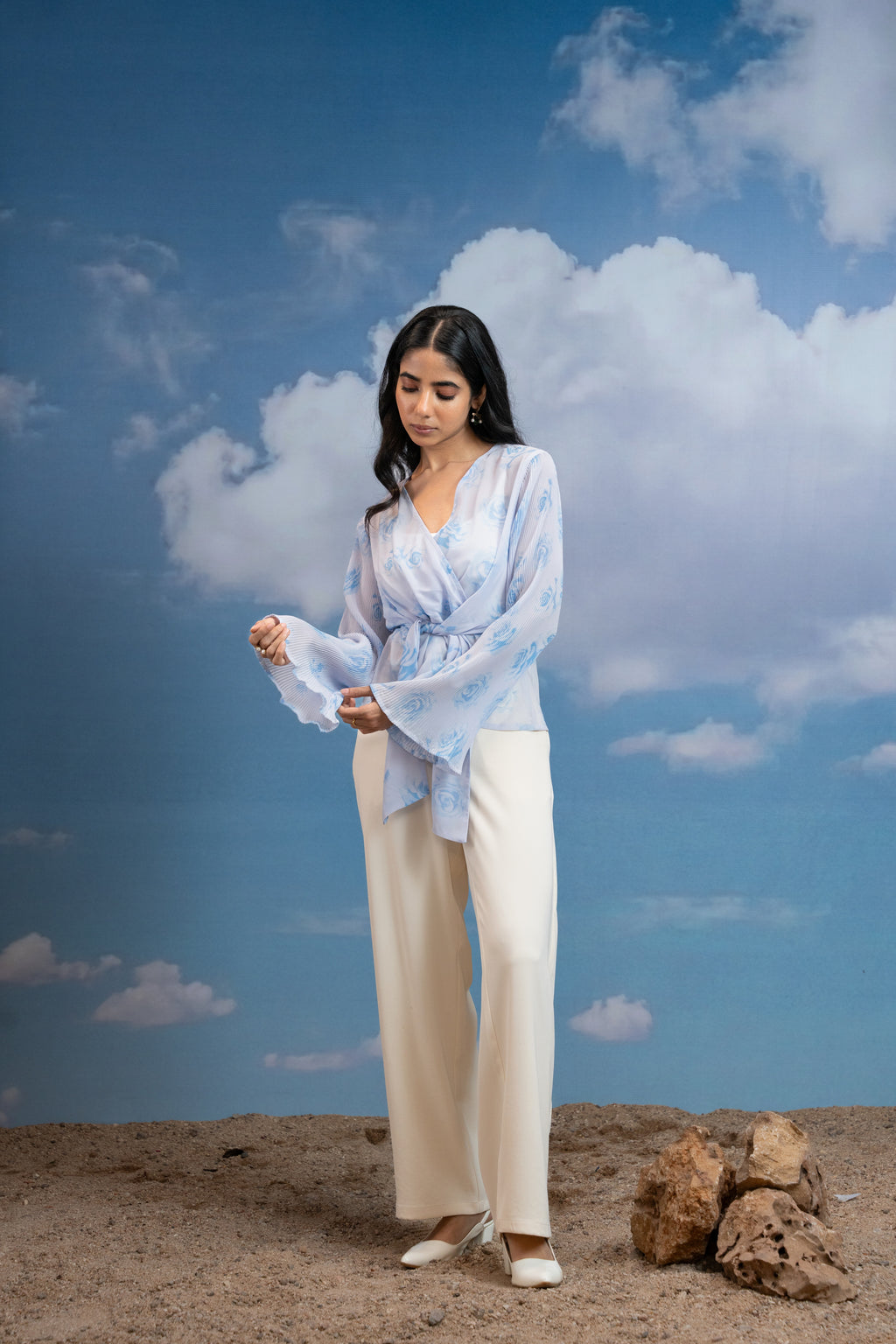 Sky Petal Knot Top
