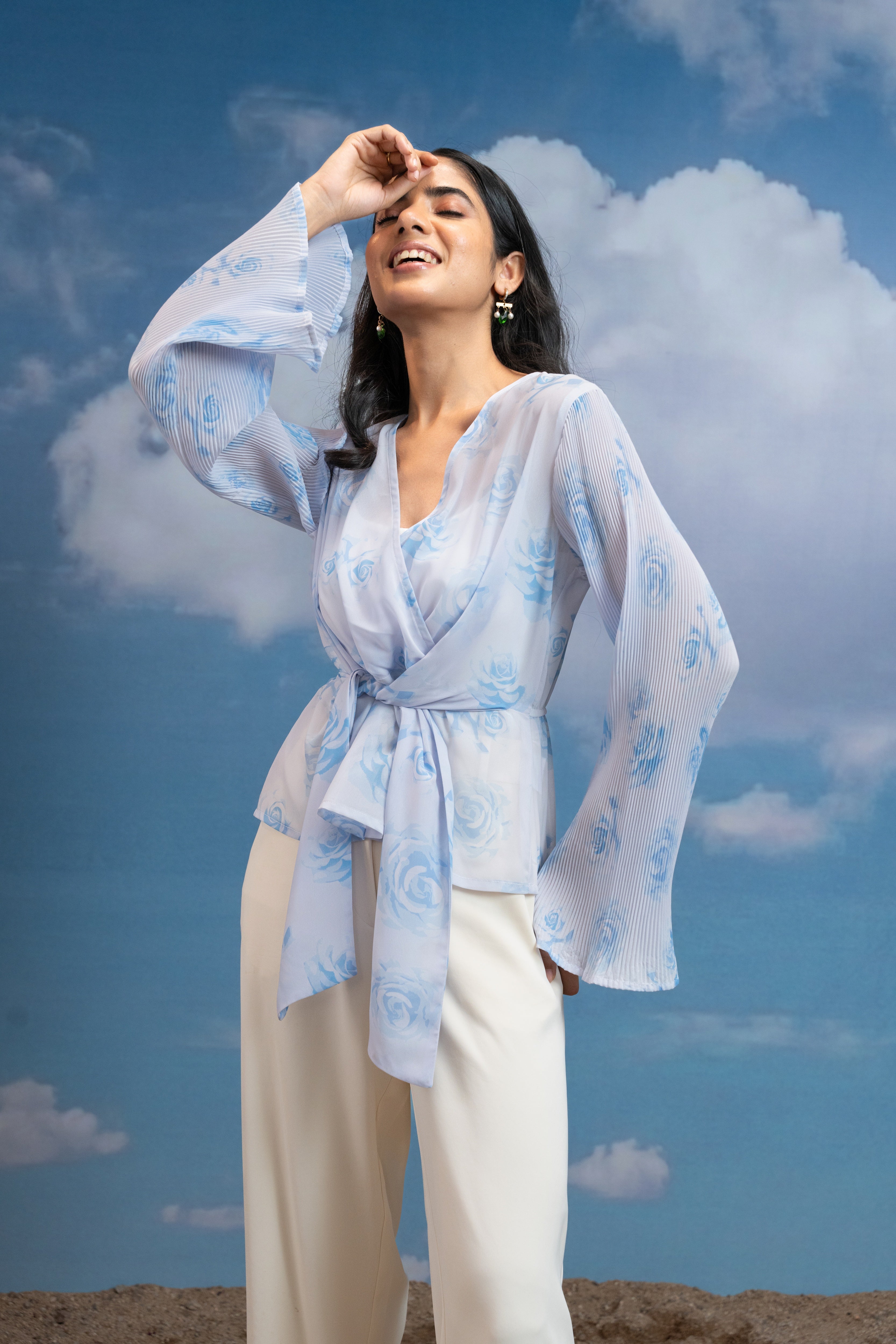 Sky Petal Knot Top