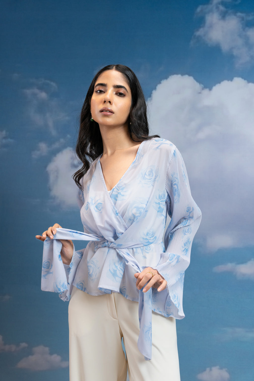 Sky Petal Knot Top