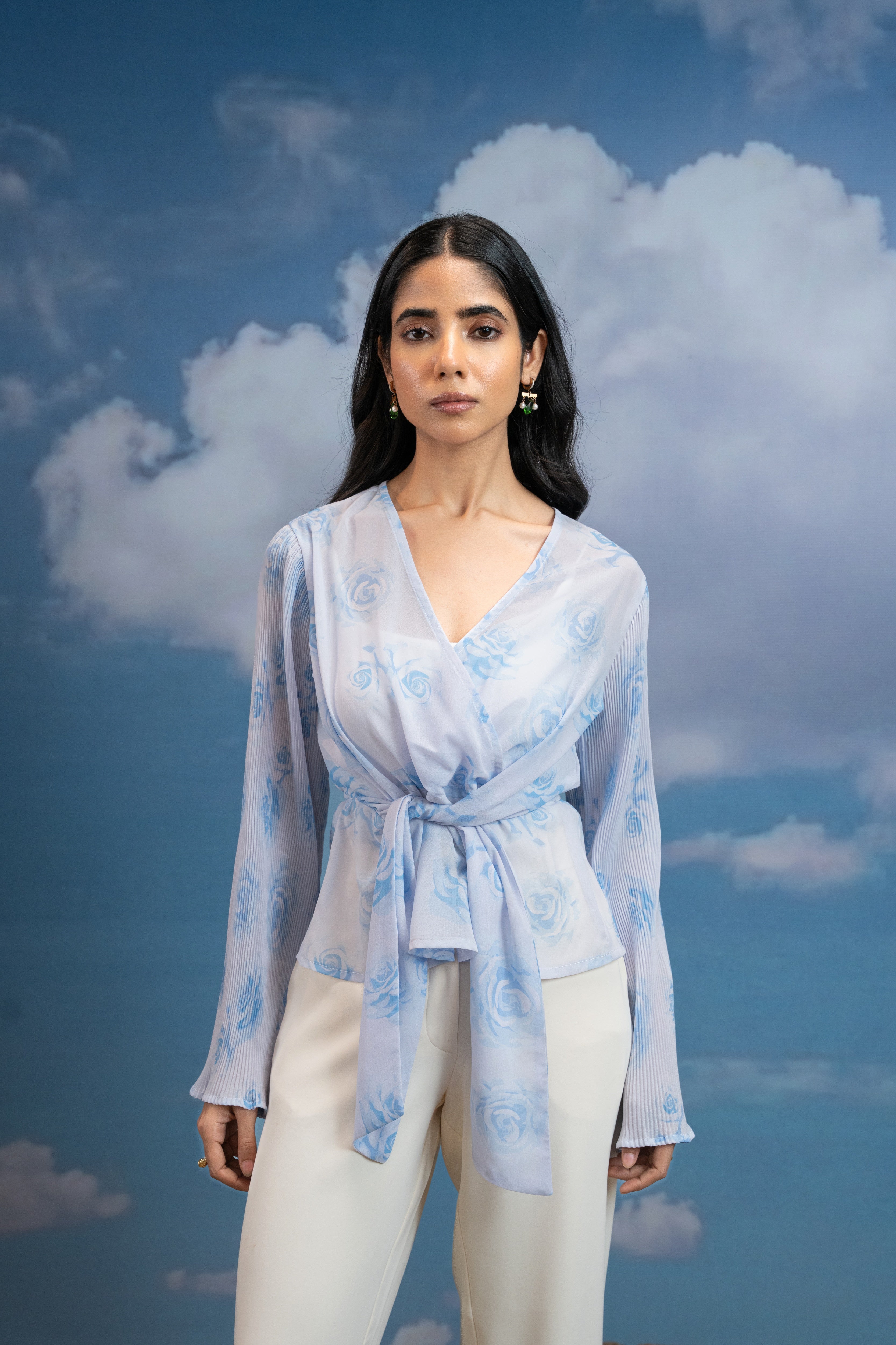 Sky Petal Knot Top