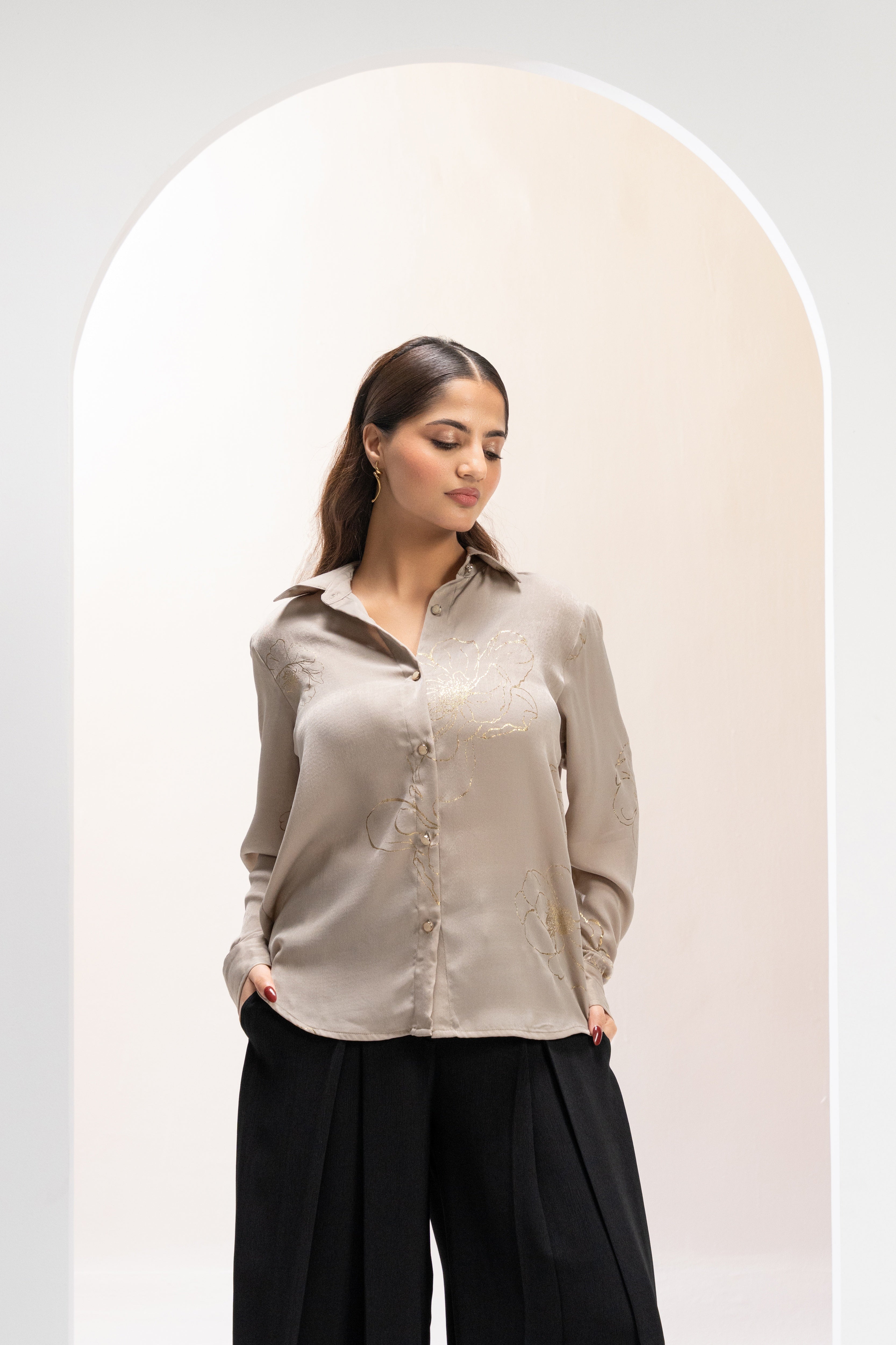 Champagne Petal Foil Shirt