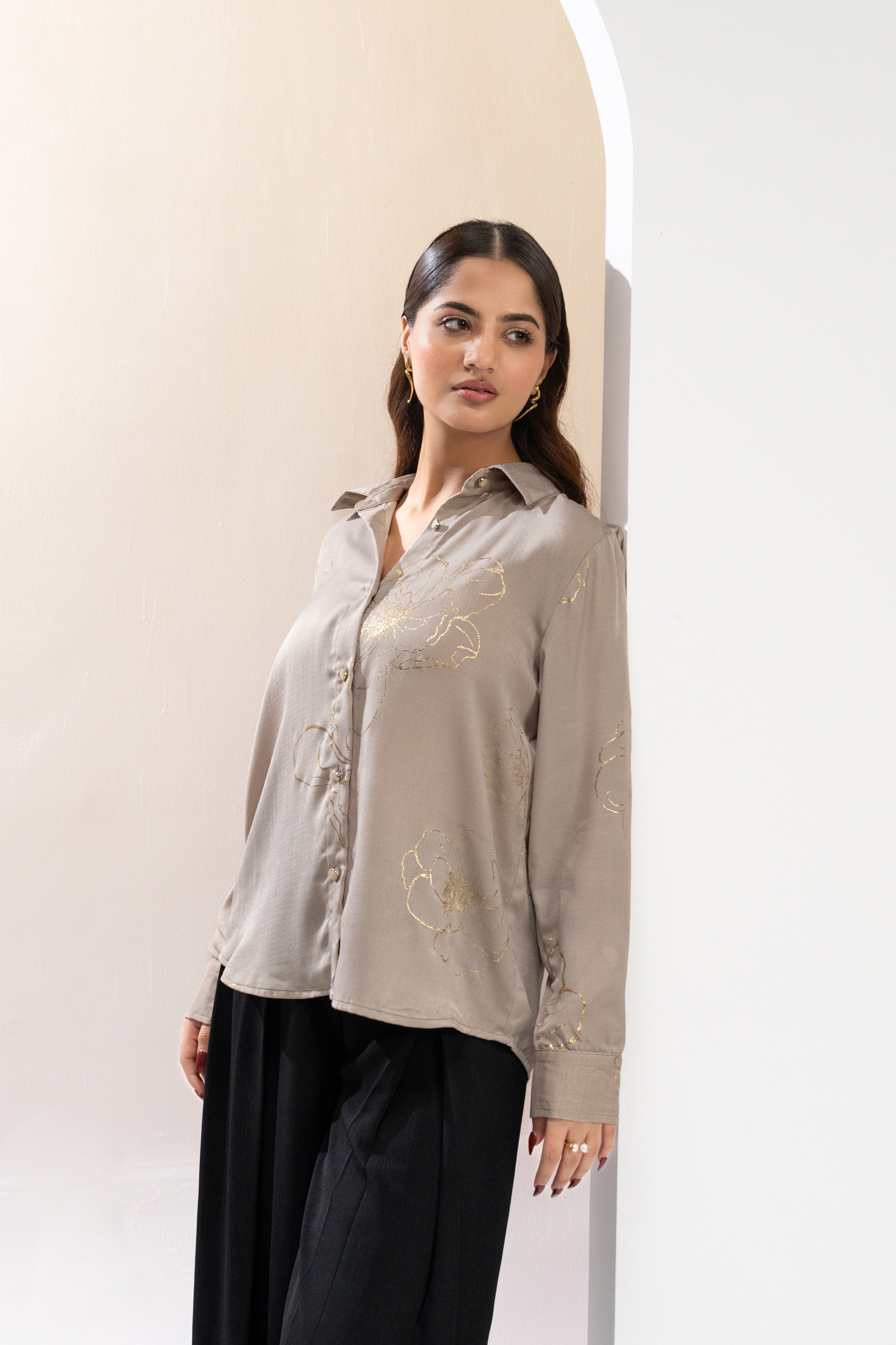 Champagne Petal Foil Shirt