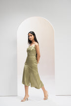 Olive Whisper Asymmetric Dress
