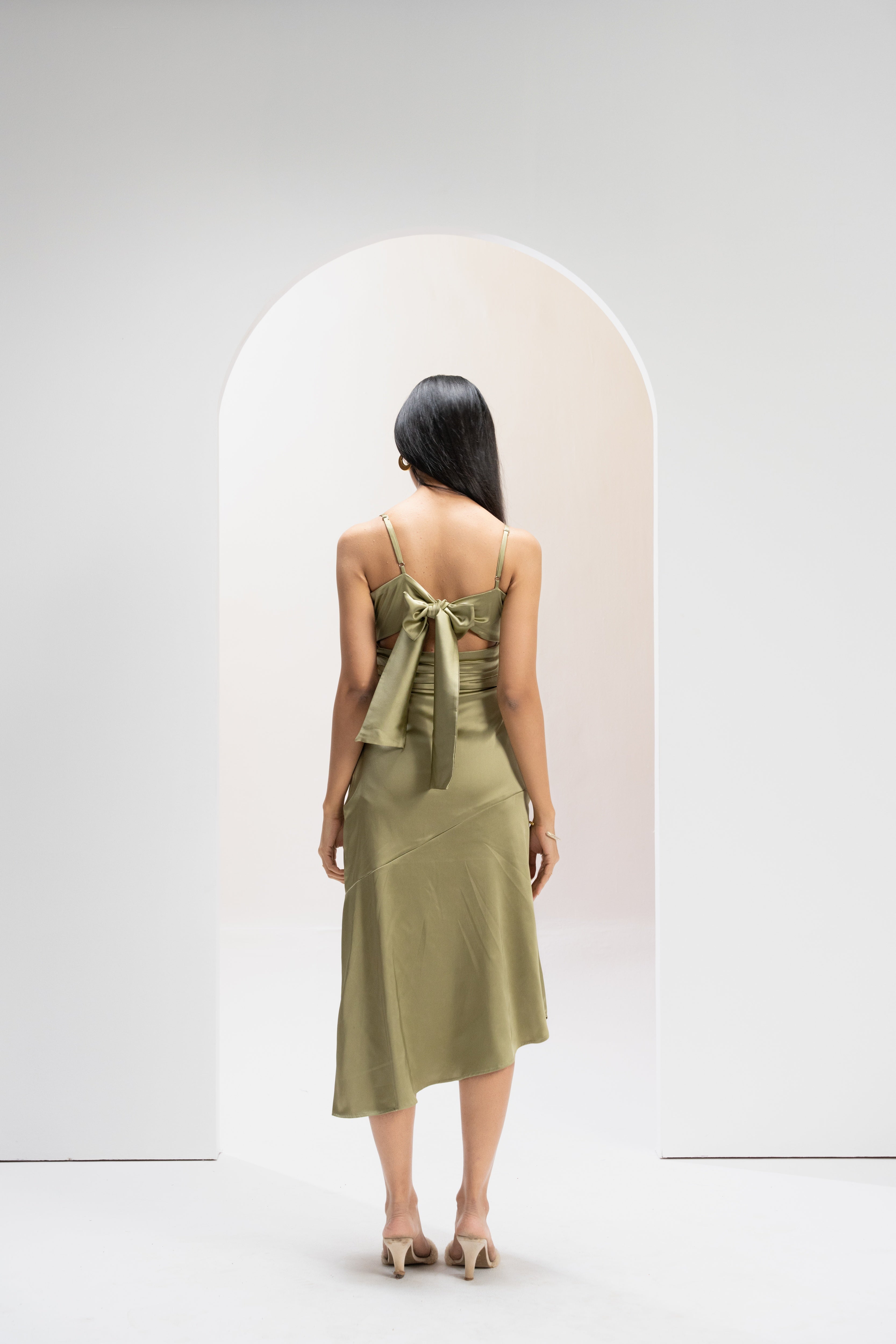 Olive Whisper Asymmetric Dress