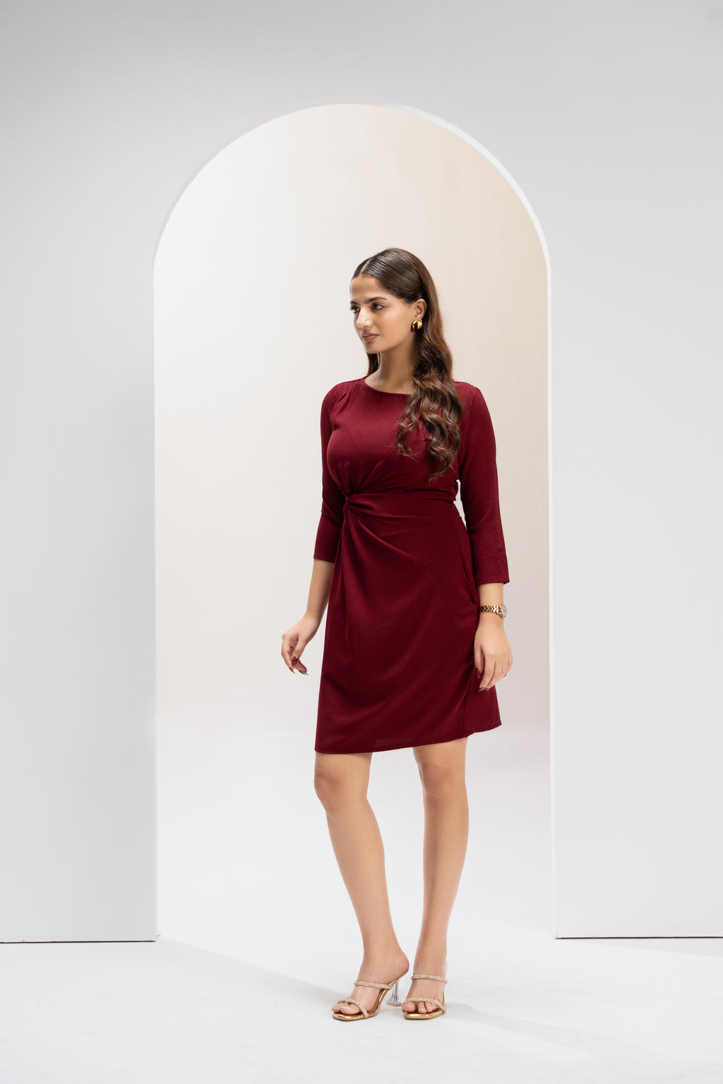 Crimson Poise Everyday Dress