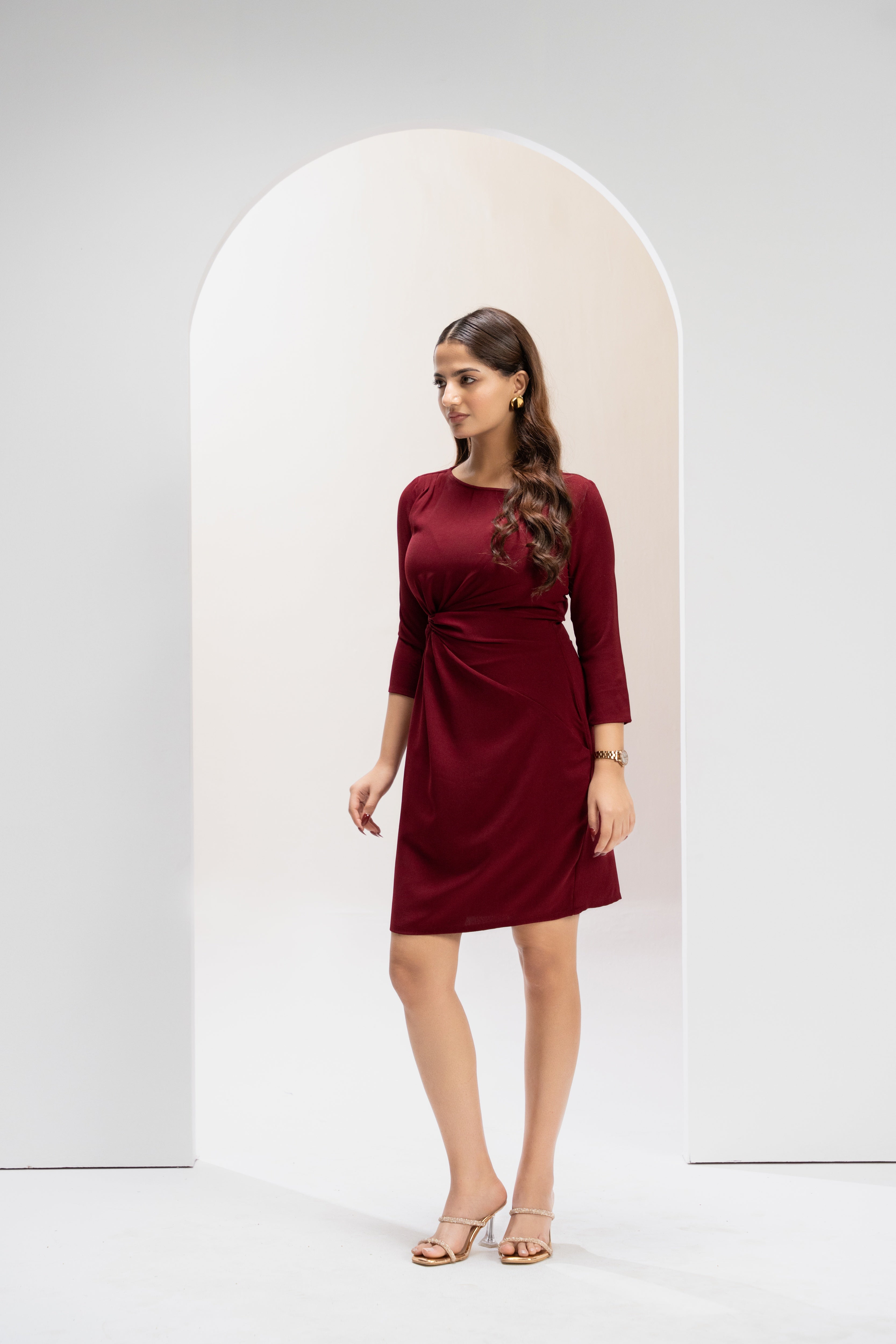 Crimson Poise Everyday Dress