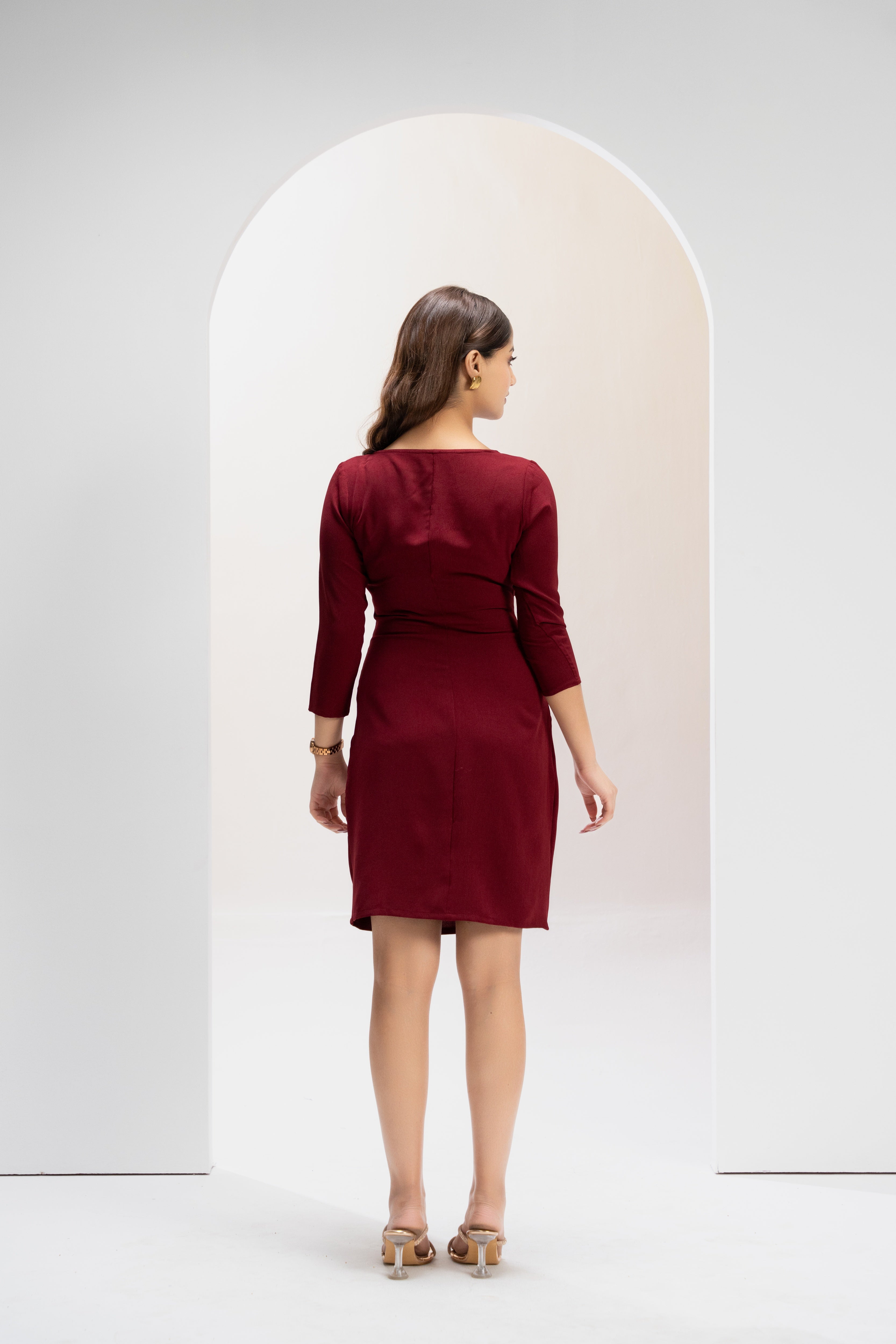 Crimson Poise Everyday Dress