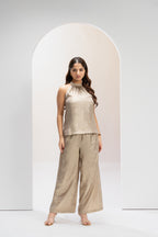 Champagne Halter Flow Co ord Set