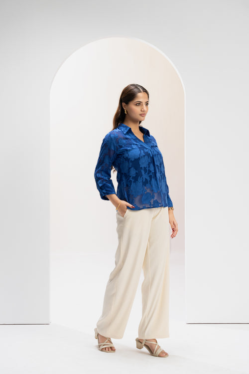 Azure Poise Jacquard Top