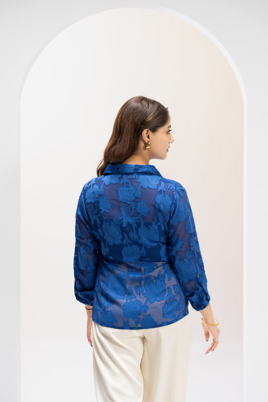 Azure Poise Jacquard Top