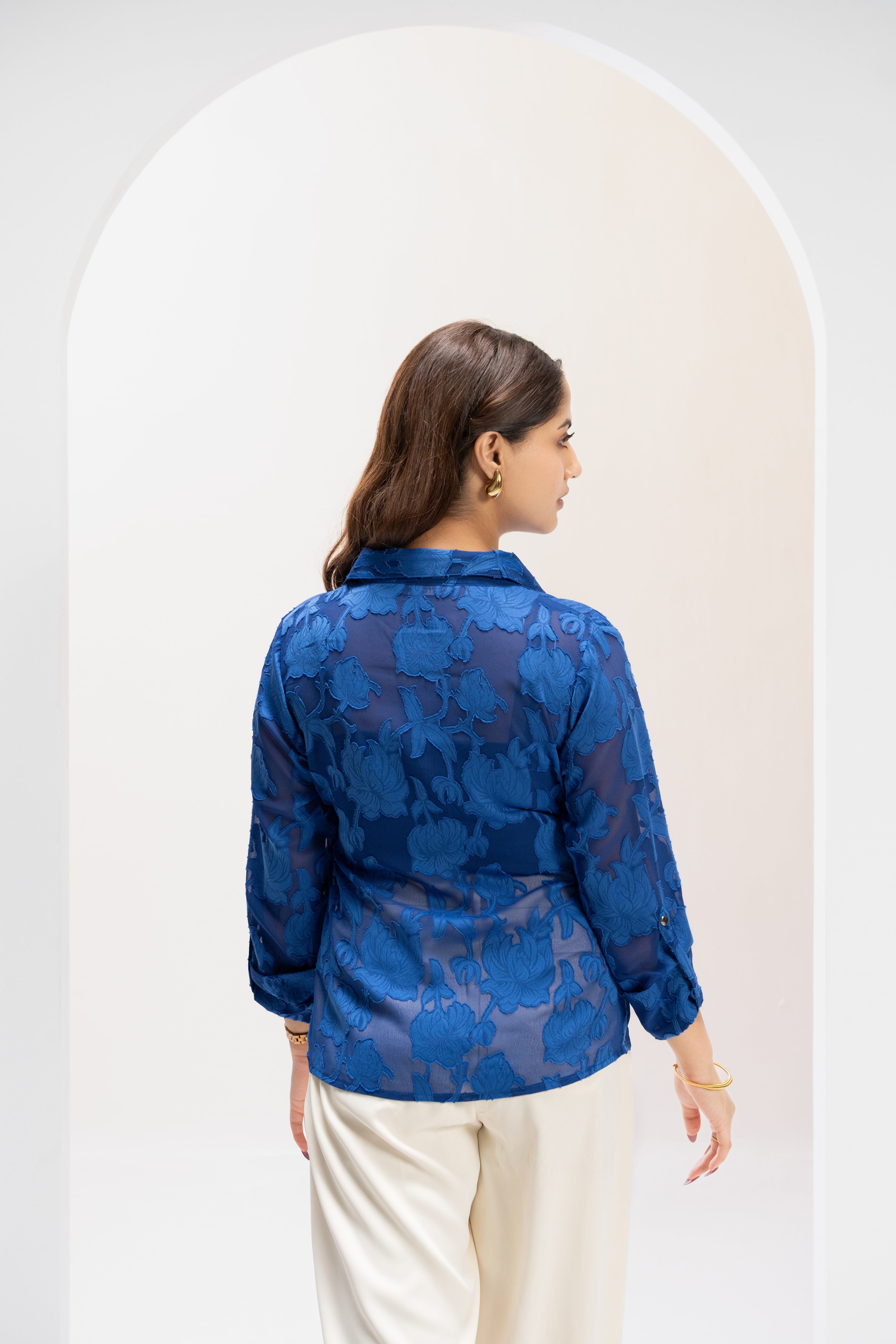 Azure Poise Jacquard Top