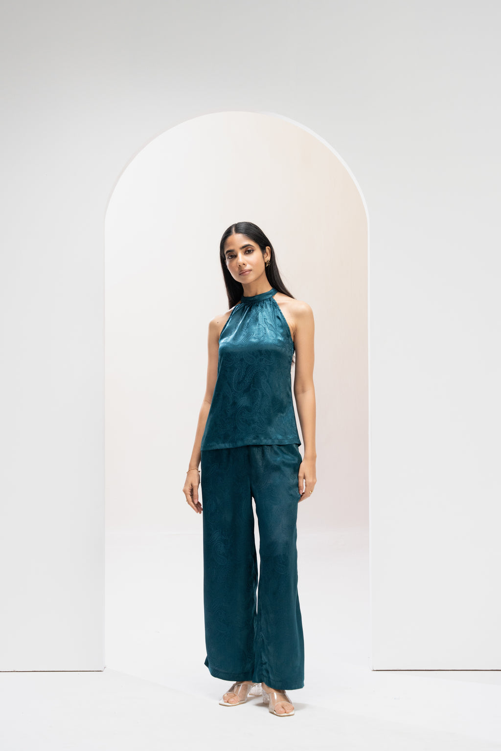Teal Jacquard Muse Co ord Set