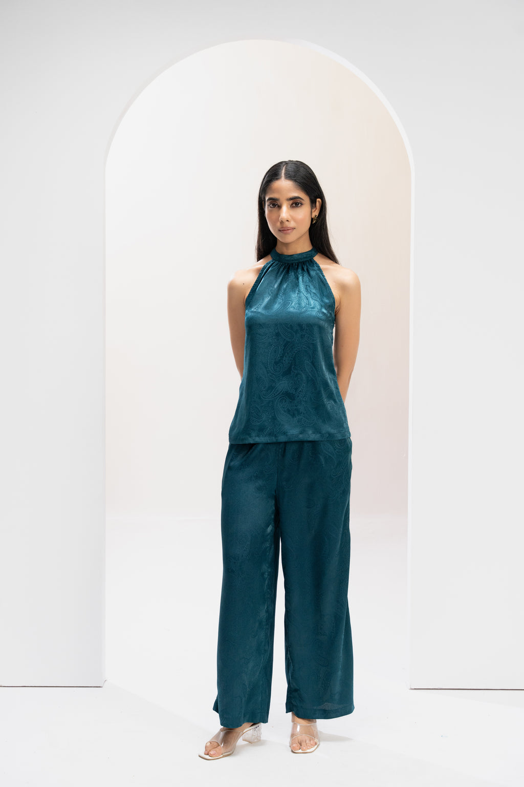 Teal Jacquard Muse Co ord Set