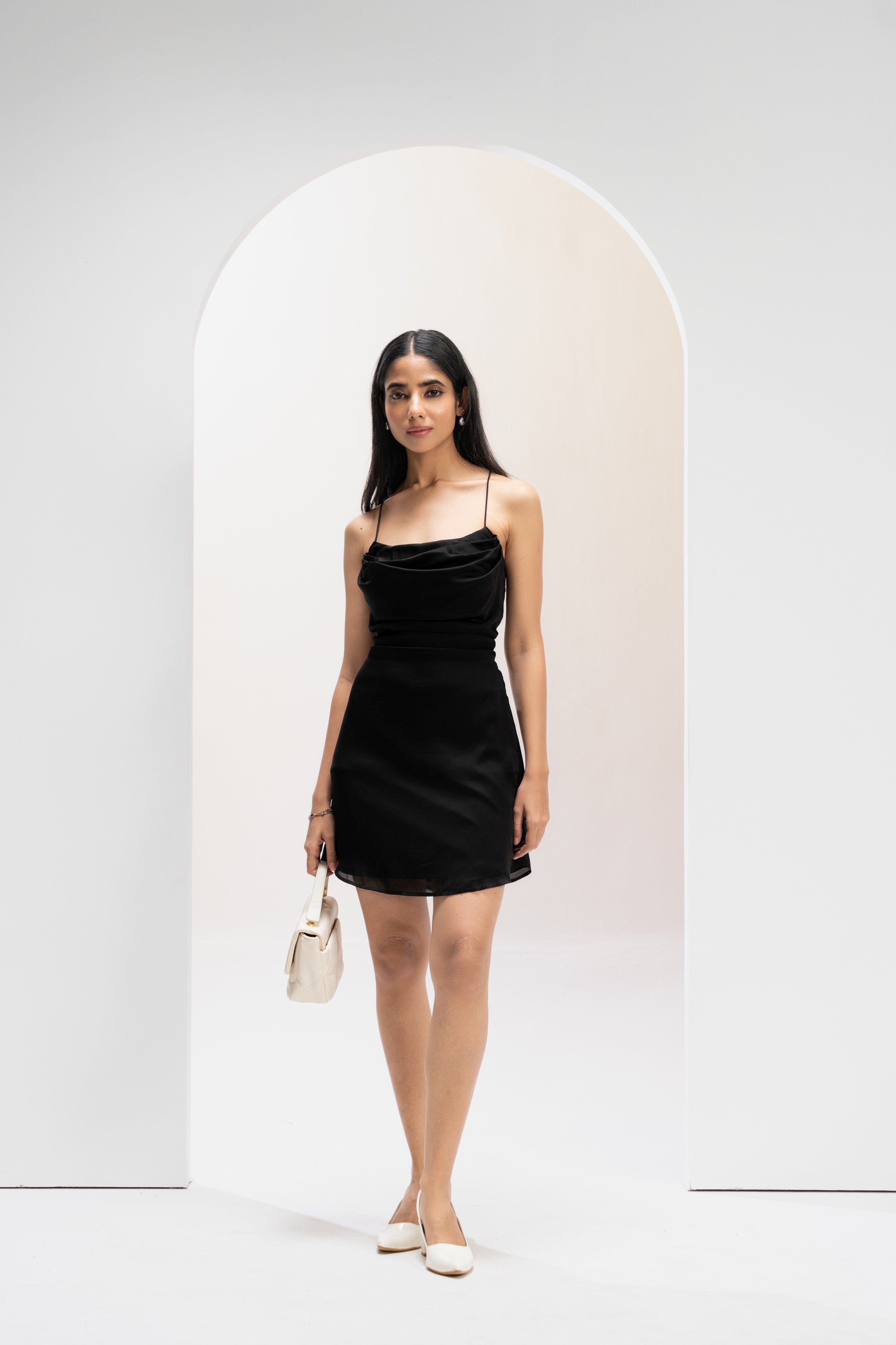 Midnight Cowl Mini Dress