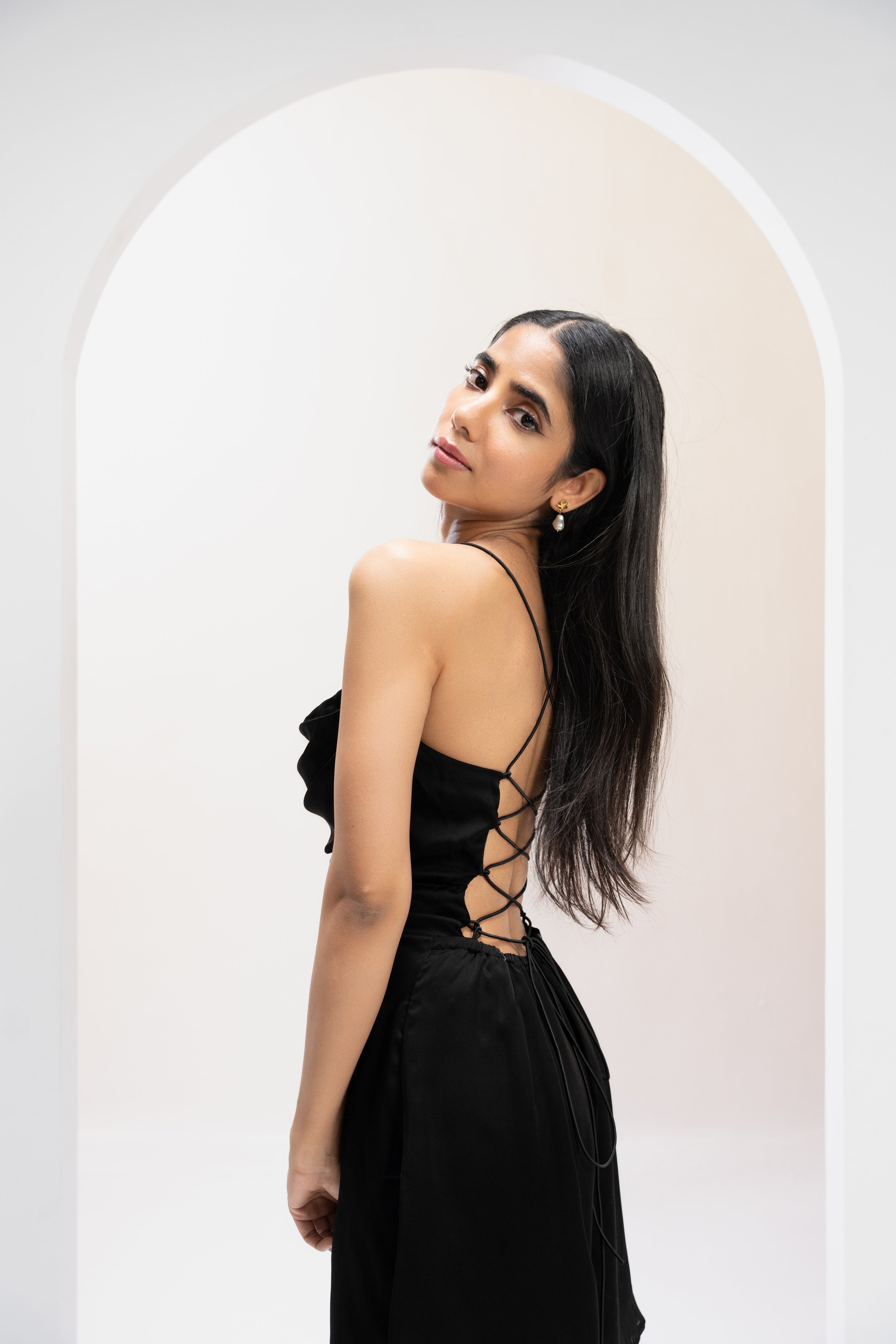 Midnight Cowl Mini Dress