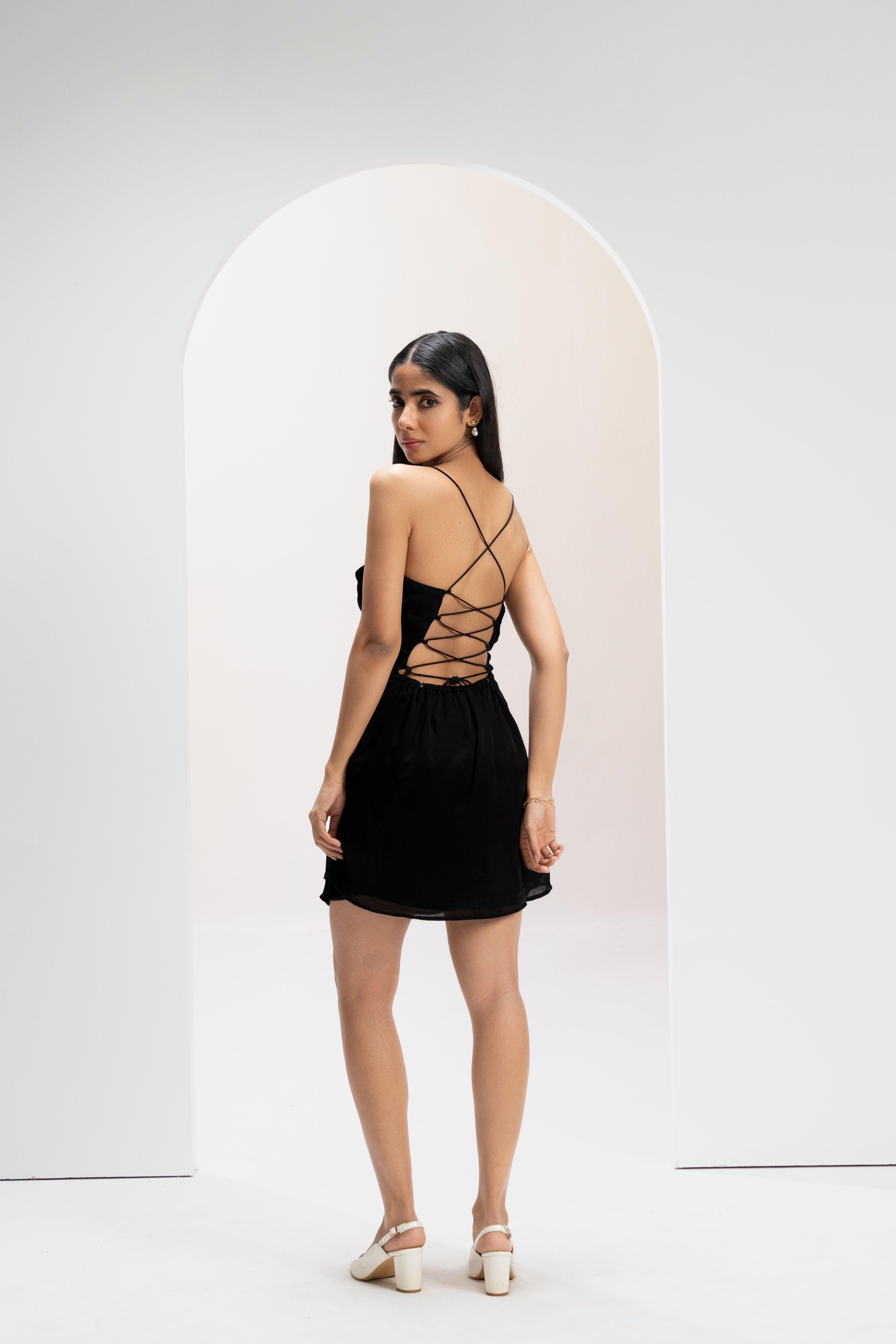Midnight Cowl Mini Dress